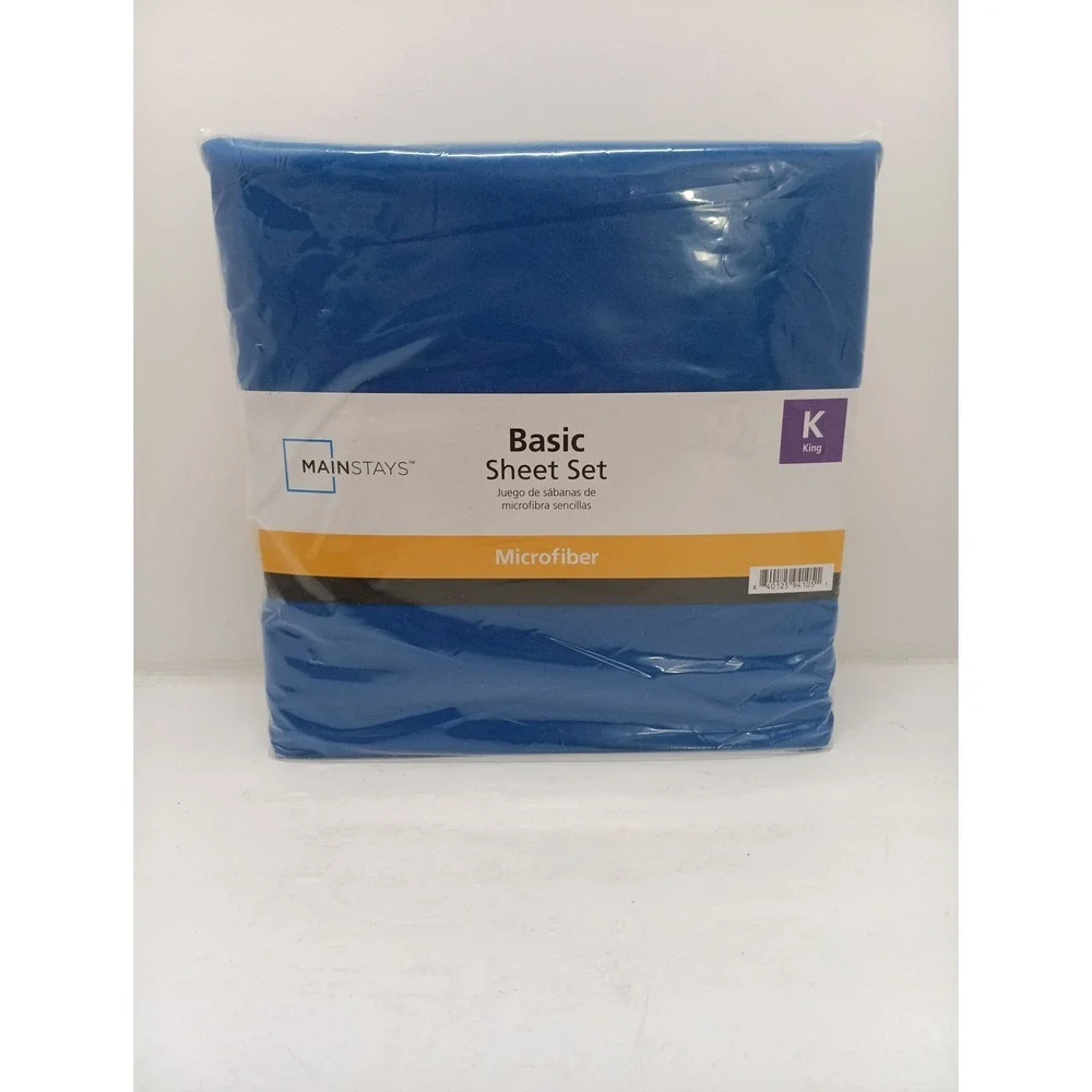 Mainstays Basic Sheet Set King Size Microfiber Blue Complete Brand New